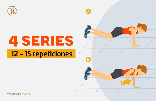 Ejercicio de flexiones de pecho para dama