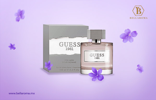 Frasco de perfume Guess 1981. Perfume de violeta