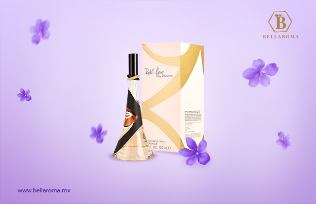 Frasco de perfume Rihanna rebl fleur. Perfume de violeta