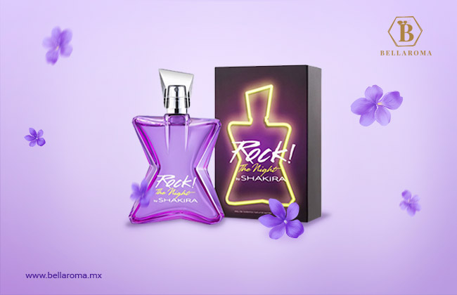 Frasco de perfume Shakira rock the night. Perfume de violeta