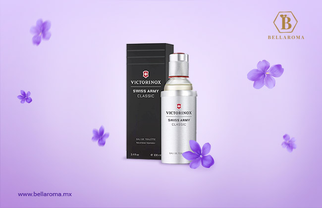 Frasco de perfume Victorinox Swiss Army Classic. Perfume de violeta