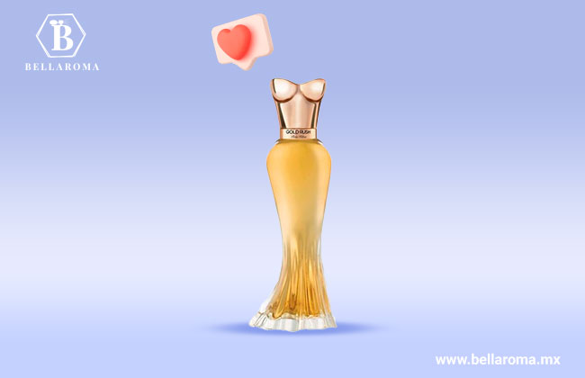 Frasco en forma de cuerpo de mujer del perfume Gold Rush