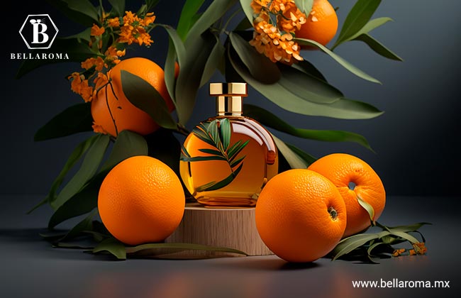 Mostrador de perfumes decorado con las características del aroma