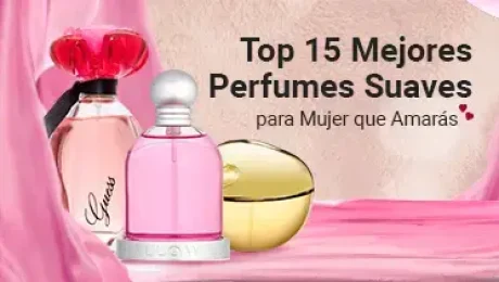 3 Perfumes suaves para dama en exhibición con telas de satín decorativas