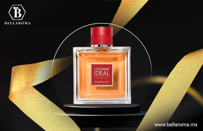 Frasco con tapa en color vino de la fragancia para caballeros L Homme Ideal Extreme de Guerlain