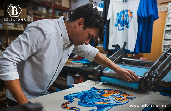 Persona sublimando una camiseta