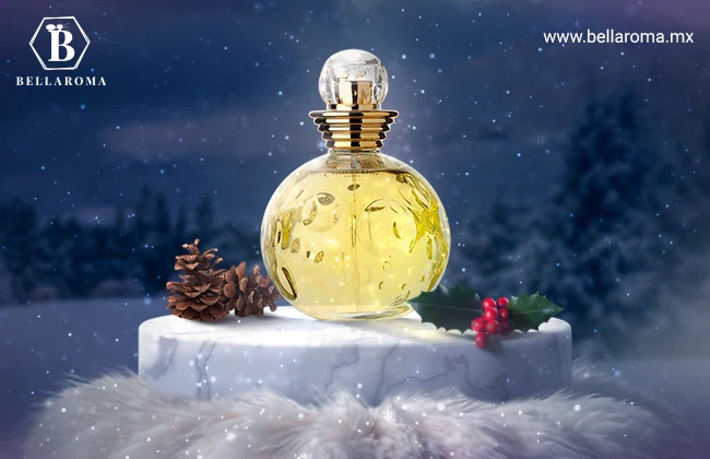 Ejemplo de frasco de perfume sobre mesa