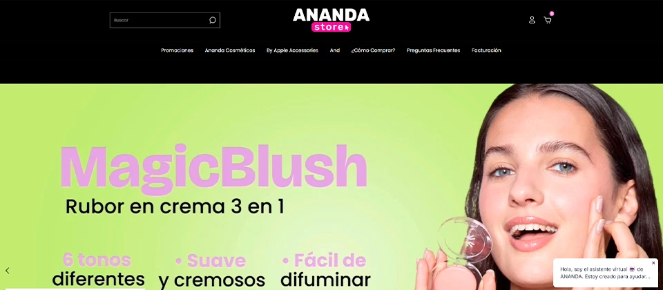 Portada de tienda Ananda Store promociones