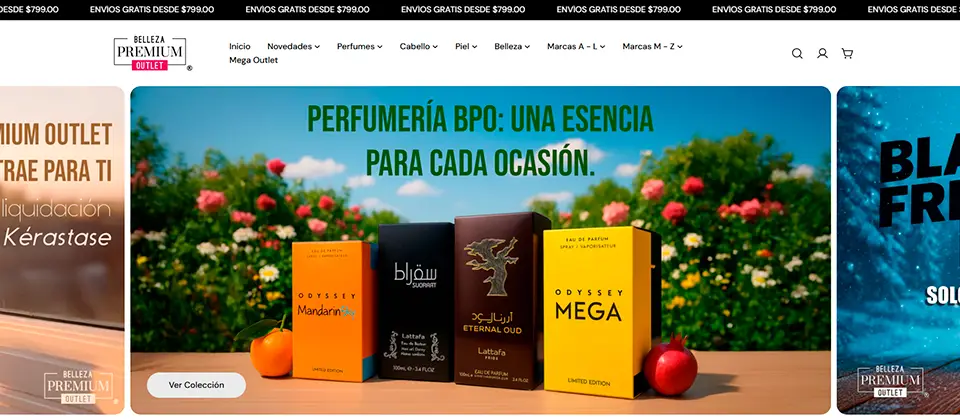 Página web de Belleza Premium Outlet distribuidores de productos profesionales de belleza