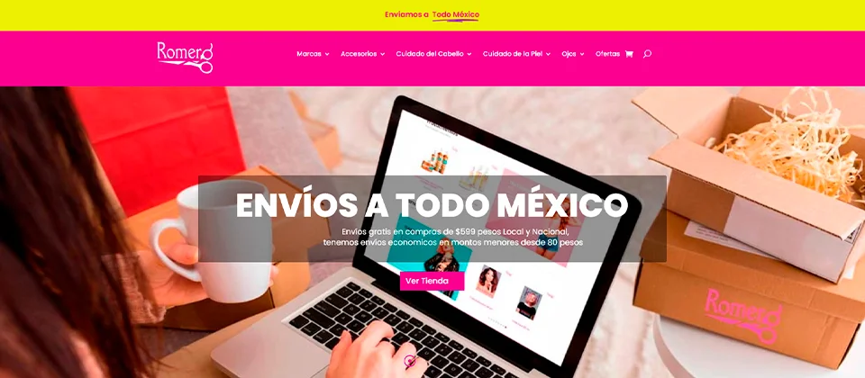 Página web de Belleza Romero distribuidores de productos profesionales de belleza