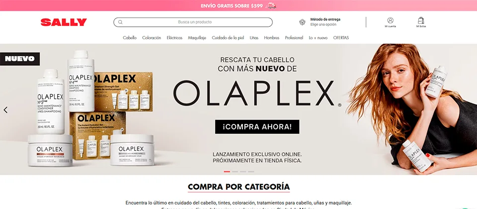 Página web de Sally Beauty distribuidores de artículos profesionales de belleza
