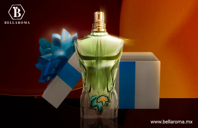 Frasco de perfume en forma de silueta masculina color verde de Jean Paul Gaultier para regalar.